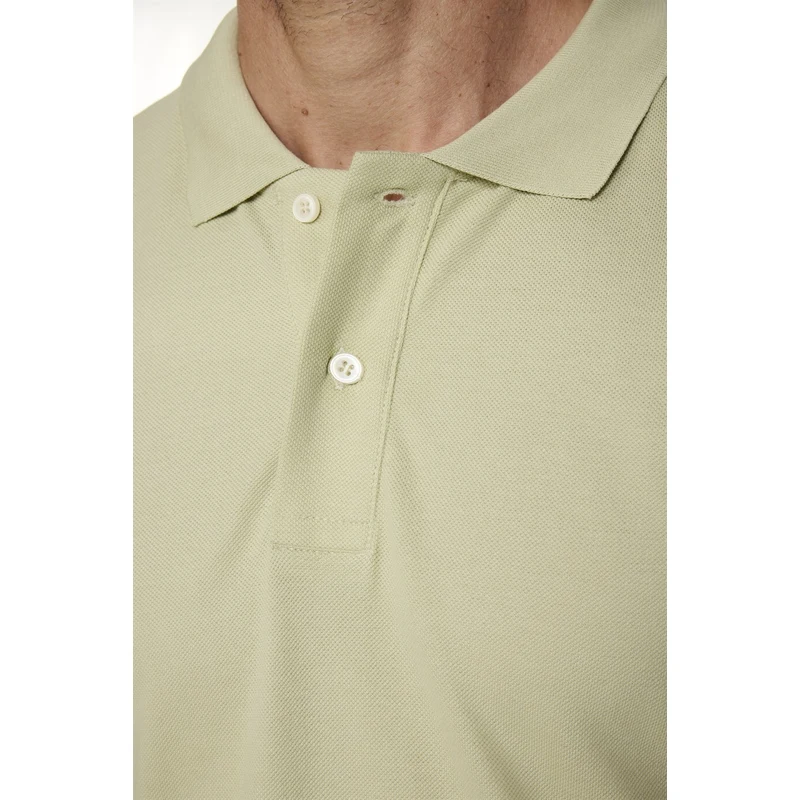 TUDORS Erkek Polo Yaka Slim Fit Düz Pamuk Pike Yeşil Tişört RQ9269