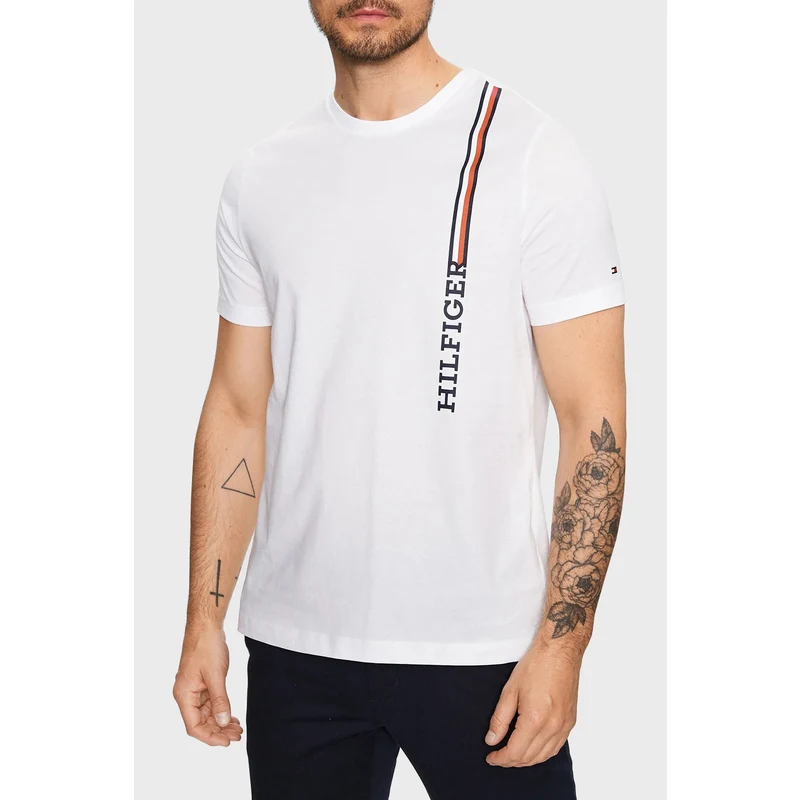 Tommy Hilfiger Pamuklu Bisiklet Yaka Regular Fit Erkek T Shirt Mw0mw32118 Ybr Beyaz