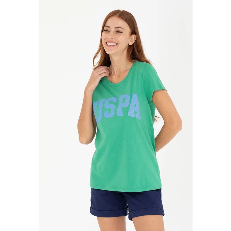 U.S. Polo Assn. Kadın Yeşil Bisiklet Yaka Tişört