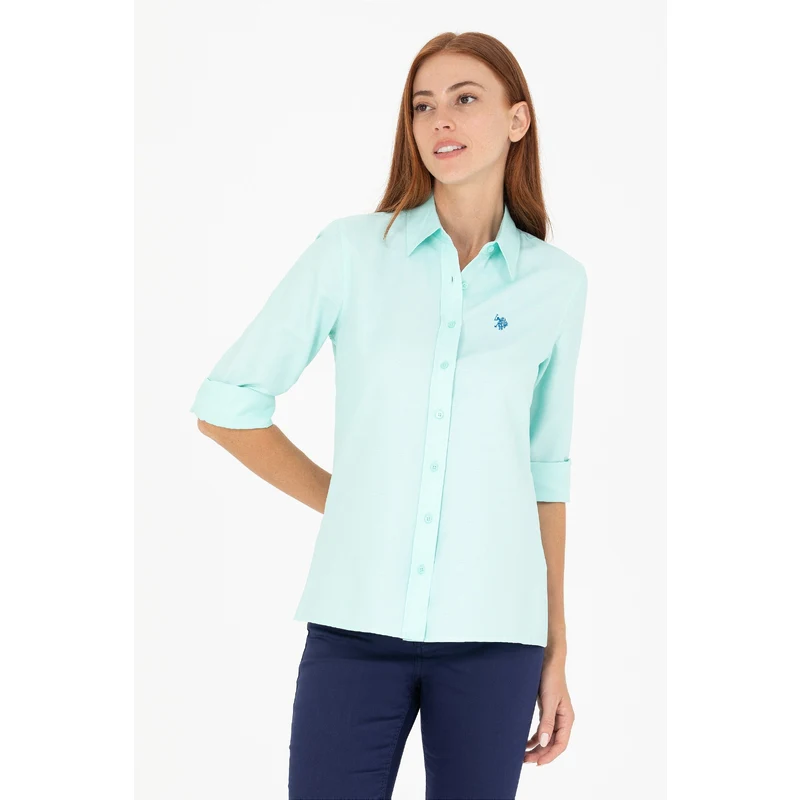 U.S. Polo Assn. Kadın Su Yeşili Uzun Kollu Basic Gömlek