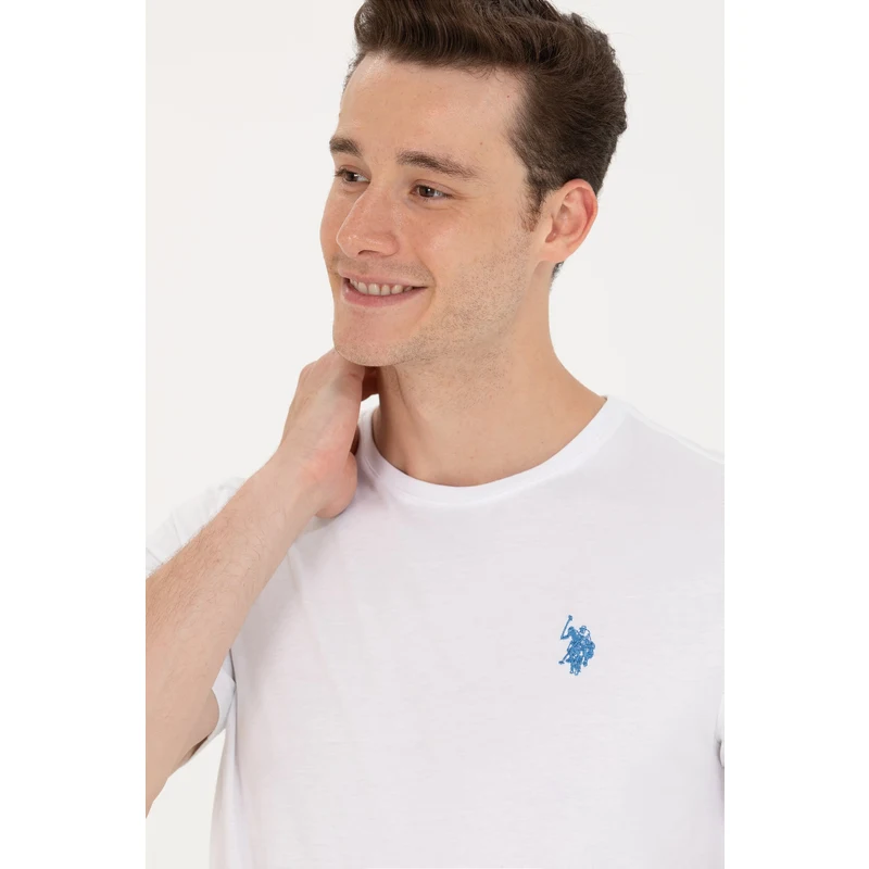 U.S. Polo Assn. Erkek Beyaz Bisiklet Yaka Tişört RQ8022