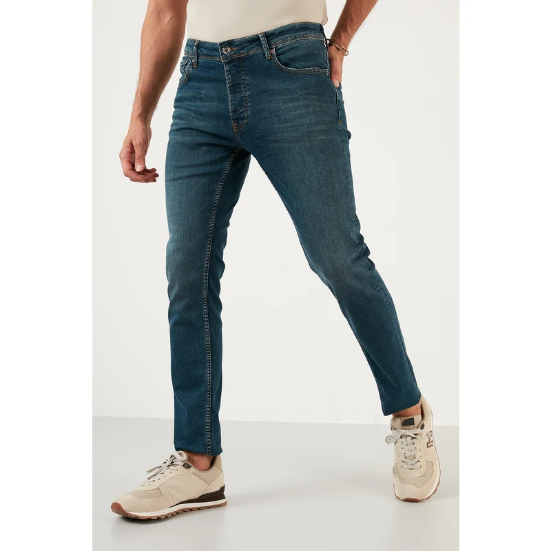 Buratti Pamuklu Normal Bel Slim Fit Dar Paça Jeans Erkek Kot Pantolon 1113g117napolı Koyu Mavi