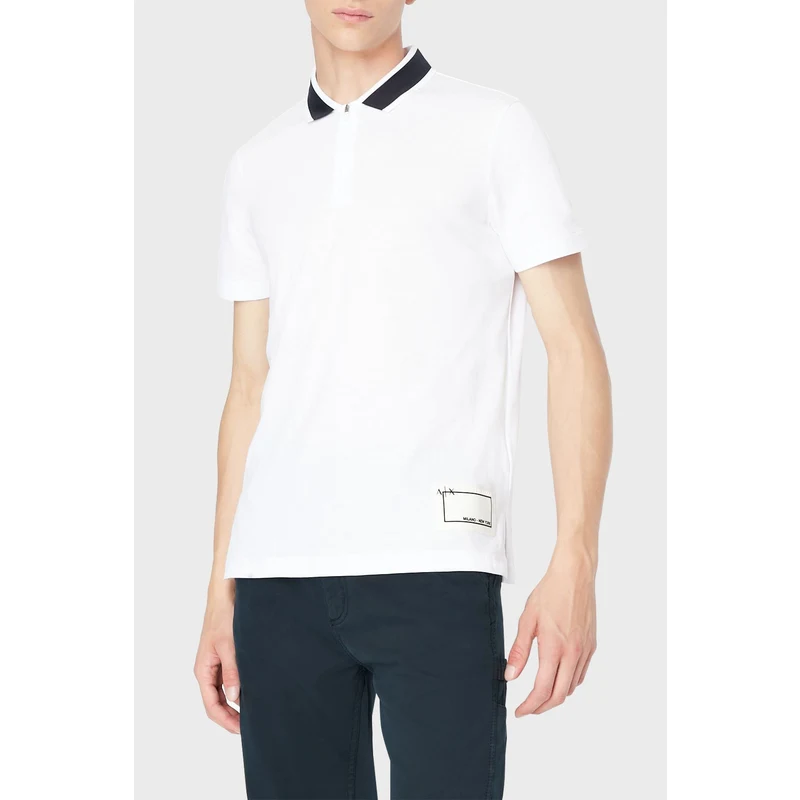 Armani Exchange % 100 Pamuk Regular Fit Fermuarlı Erkek Polo T Shirt 6lzfja Zjl4z 1100 Beyaz