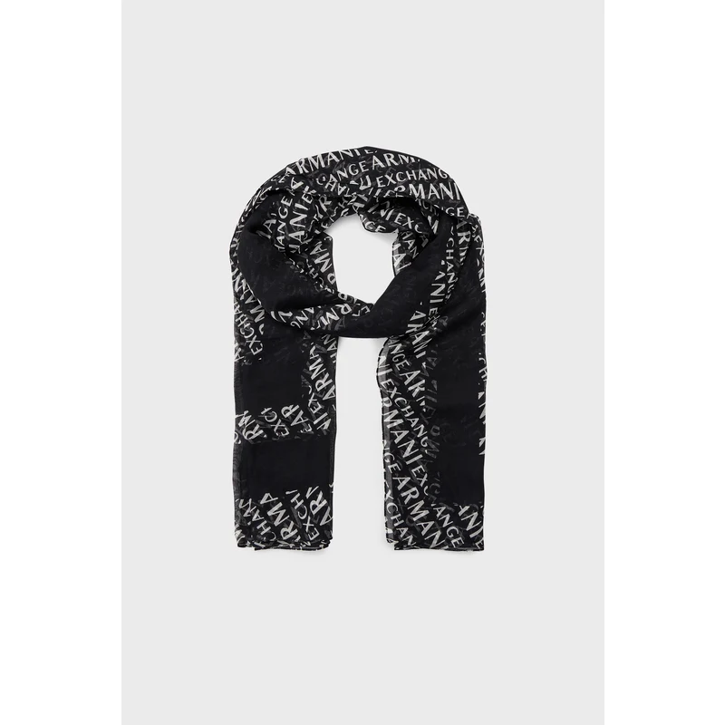 Armani Exchange Logo Baskılı İnce Bayan Şal 944106 0a821 00121 Siyah-beyaz