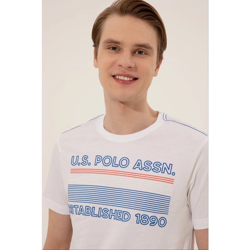 U.S. Polo Assn. Erkek Beyaz Bisiklet Yaka Tişört TZ7868