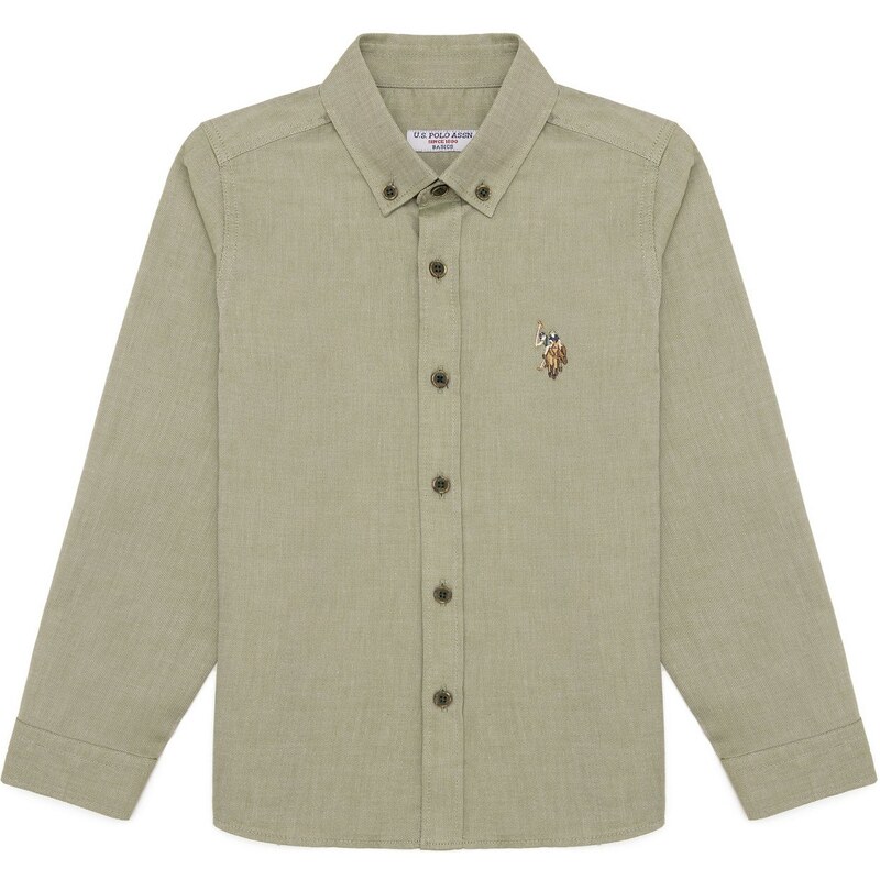 U.S. Polo Assn. Erkek Çocuk Haki Uzun Kollu Basic Gömlek