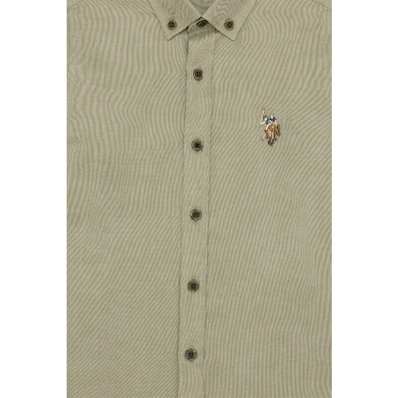 U.S. Polo Assn. Erkek Çocuk Haki Uzun Kollu Basic Gömlek