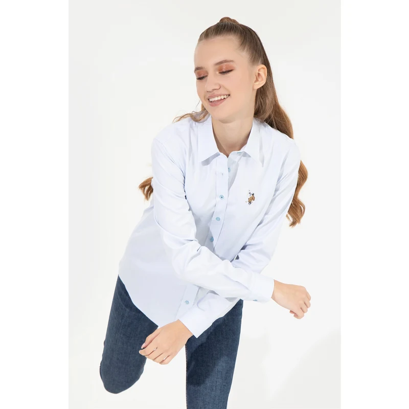 U.S. Polo Assn. Kadın Açık Mavi Uzun Kollu Basic Gömlek