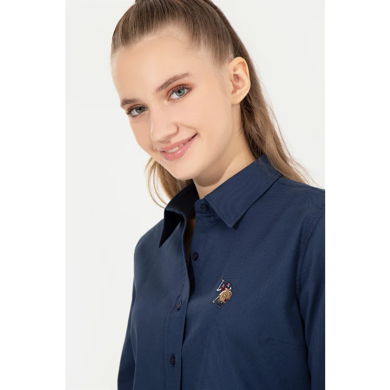 U.S. Polo Assn. Kadın Lacivert Uzun Kollu Basic Gömlek BY8132