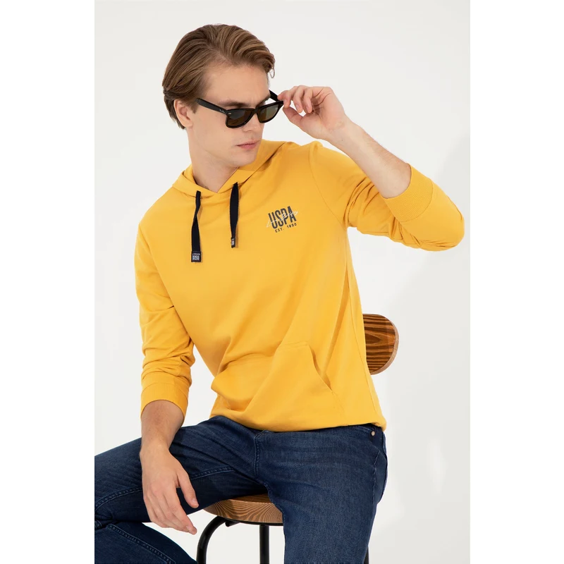 U.S. Polo Assn. Erkek Safran Kapüşonlu Basic Sweatshirt