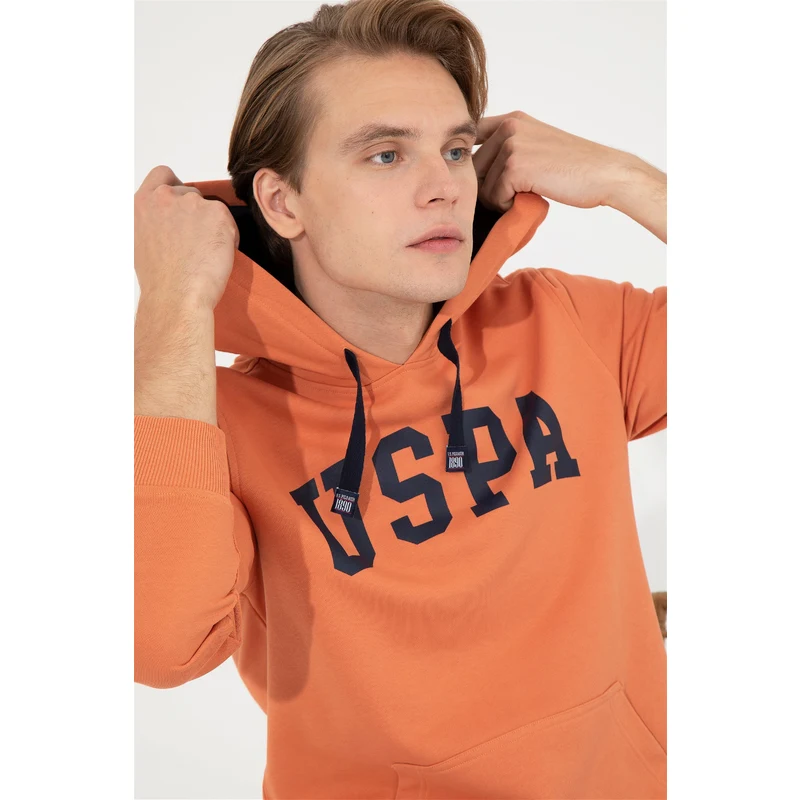 U.S. Polo Assn. Erkek Kiremit Kapüşonlu Basic Sweatshirt