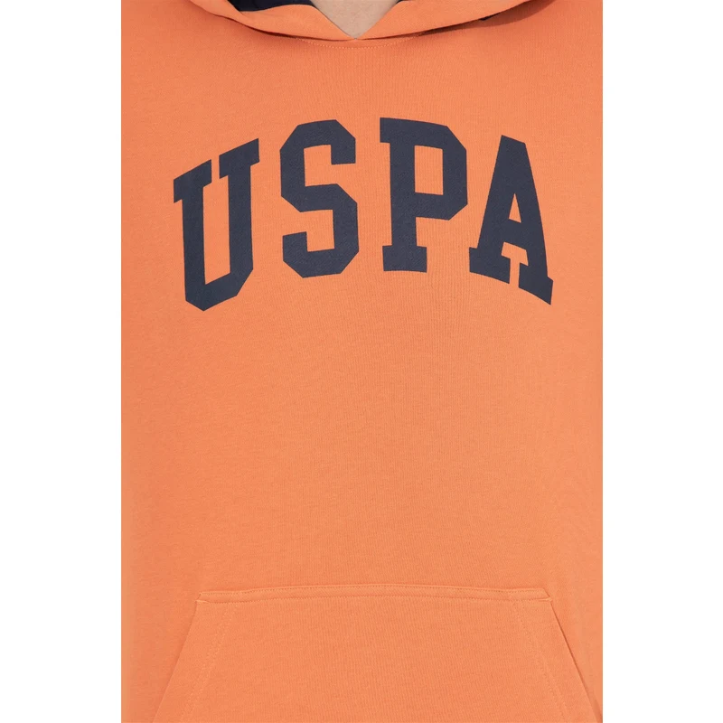 U.S. Polo Assn. Erkek Kiremit Kapüşonlu Basic Sweatshirt