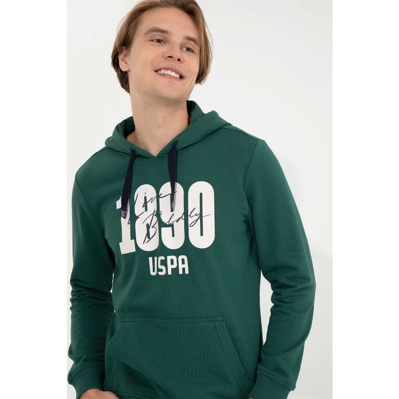 U.S. Polo Assn. Erkek Yeşil Kapüşonlu Sweatshirt