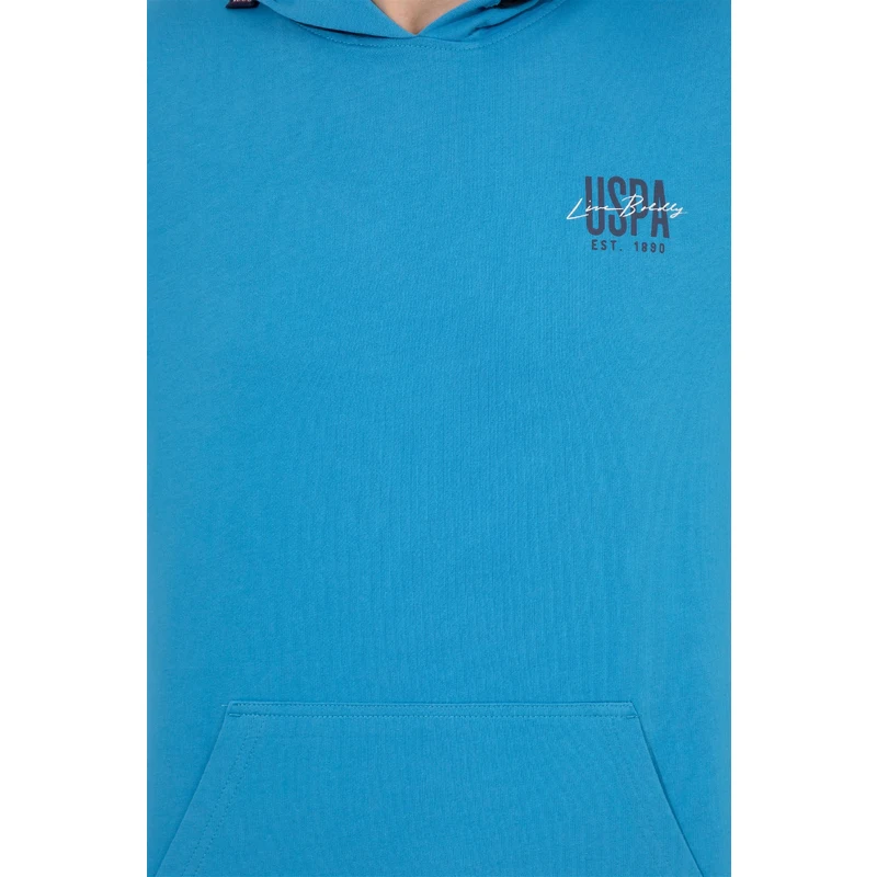 U.S. Polo Assn. Erkek Kobalt Kapüşonlu Basic Sweatshirt