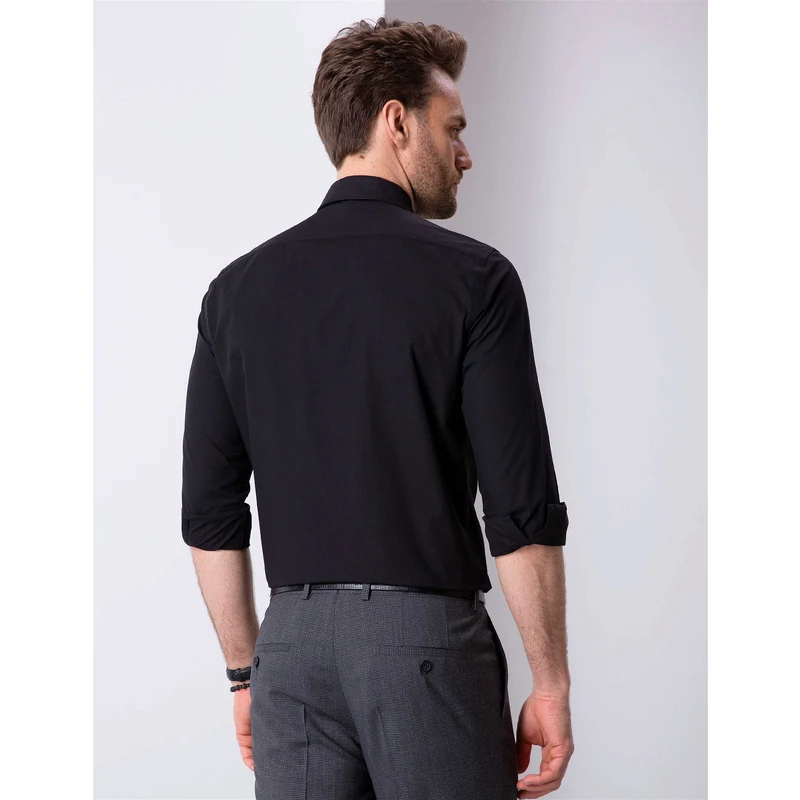 Pierre Cardin Siyah Regular Fit Uzun Kollu Klasik Gömlek PS8209