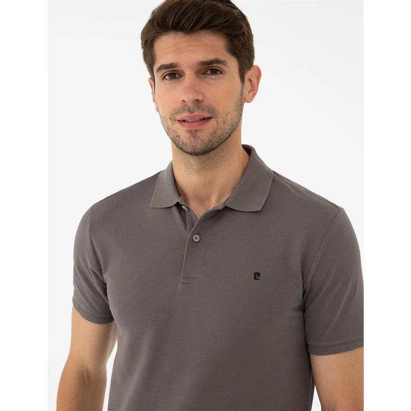 Pierre Cardin Koyu Gri Slim Fit Polo Yaka Basic Tişört