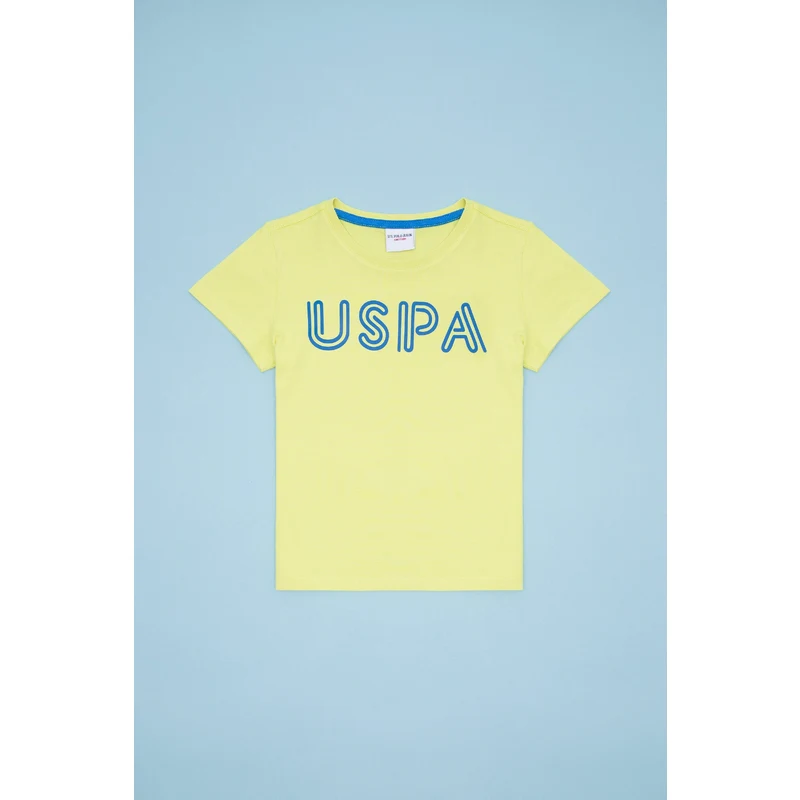 U.S. Polo Assn. Çocuk Neon Sarı Bisiklet Yaka Tişört