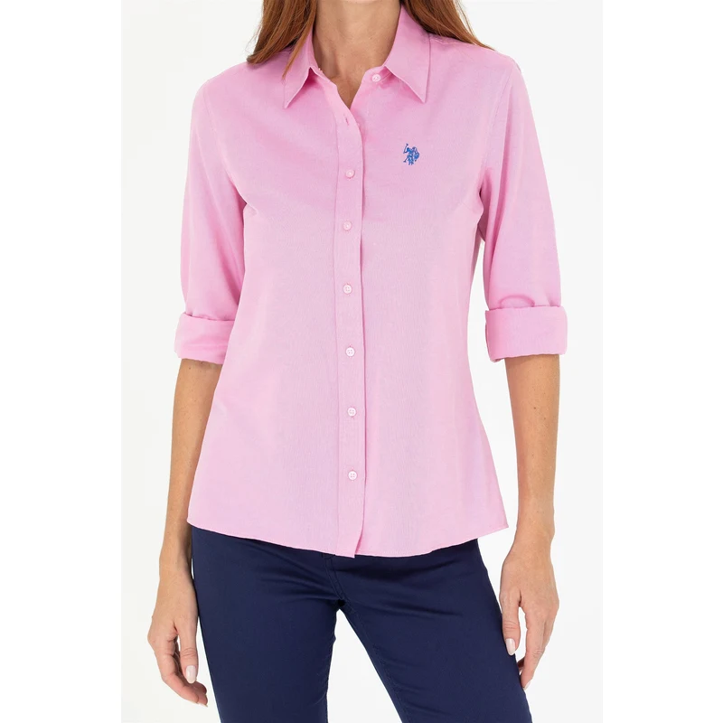 U.S. Polo Assn. Kadın Pembe Uzun Kollu Basic Gömlek ZH8684