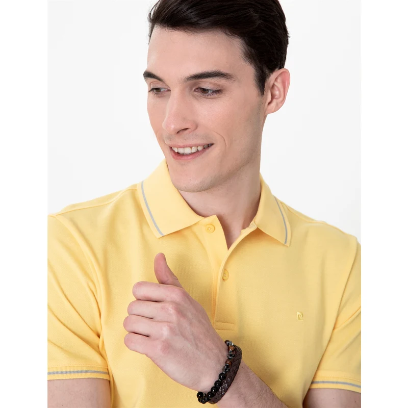Pierre Cardin Sarı Slim Fit Polo Yaka Basic Tişört