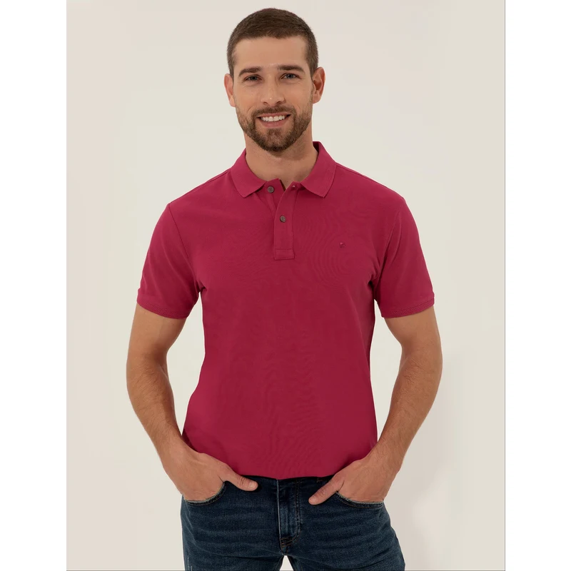 Pierre Cardin Fuşya Slim Fit Polo Yaka Basic Tişört Pierre Cardin Fuşya Slim Fit Polo Yaka Basic Tişört
