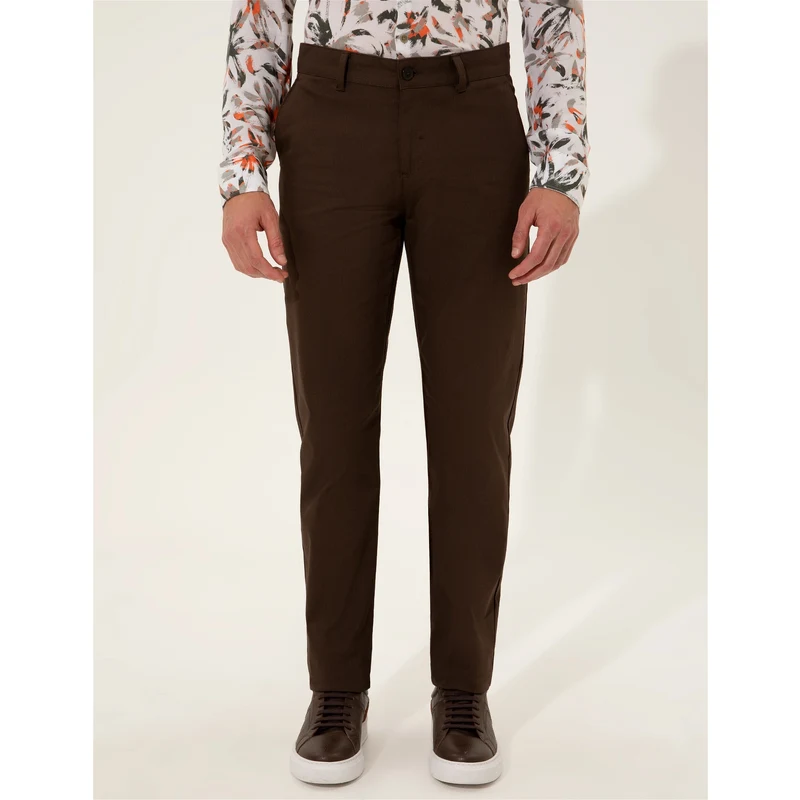 Pierre Cardin Kahverengi Regular Fit Kanvas Pantolon