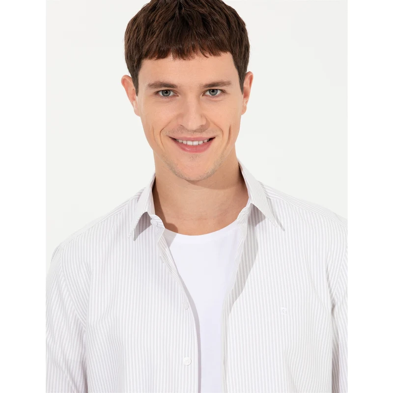 Pierre Cardin Açık Gri Slim Fit Uzun Kollu Gömlek Pierre Cardin Açık Gri Slim Fit Uzun Kollu Gömlek