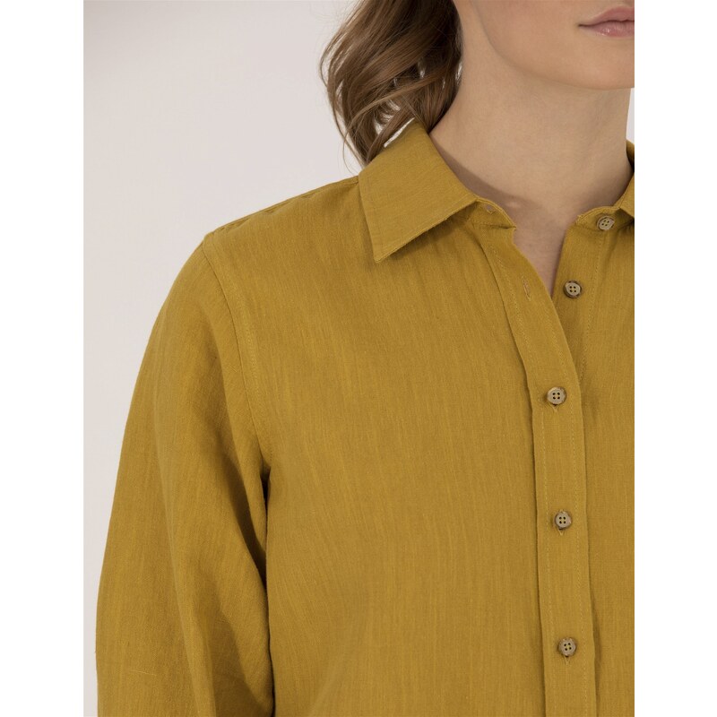 Pierre Cardin Yeşil Keten Karışımlı Gömlek