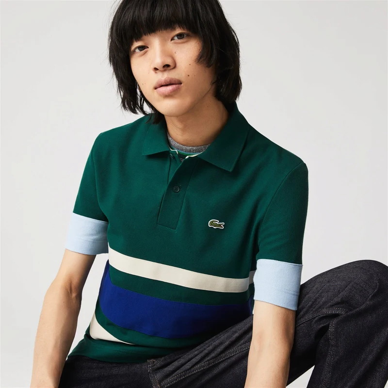 Lacoste Heritage Erkek Slim Fit Renk Bloklu Yeşil Polo