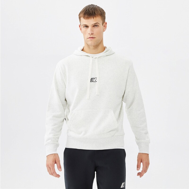 New Balance Essentials Fleece Hoodie Erkek Beyaz Sweatshirt