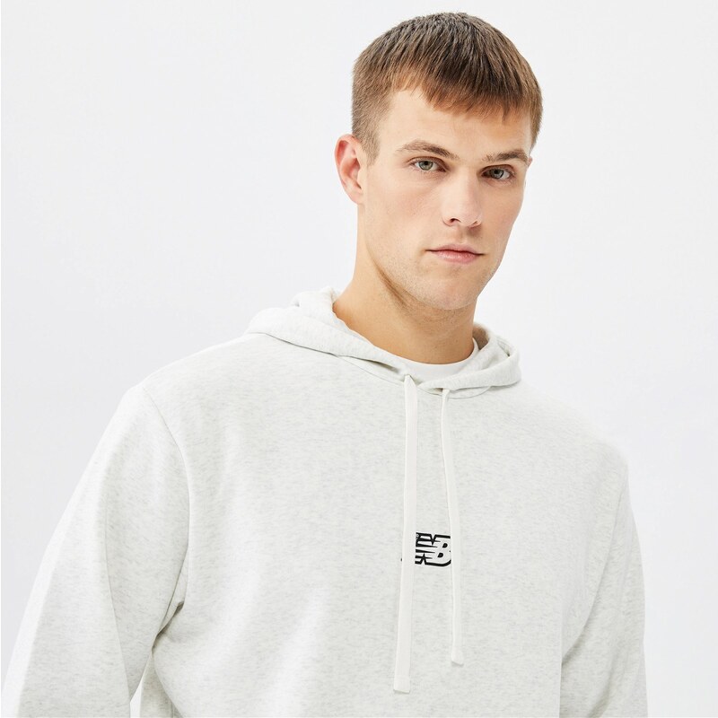 New Balance Essentials Fleece Hoodie Erkek Beyaz Sweatshirt