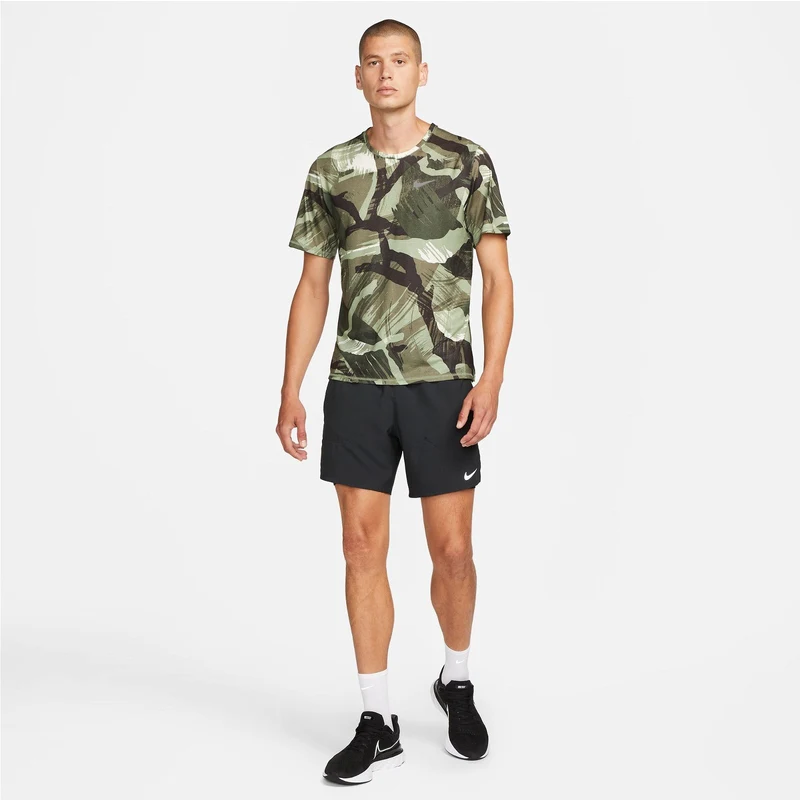 Nike Dri-Fit Miler Camo Erkek Yeşil T-Shirt RQ7656