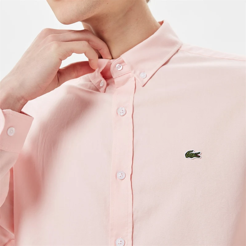 Lacoste Erkek Slim Fit Düğmeli Yaka Pembe Gömlek