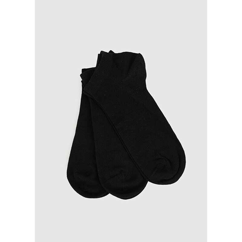 Siyah Miovela MVE01 3'lü Siyah Patik Düz Erkek Çorabı