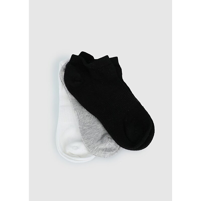 Multi Socksmax 2750 3Lü Siyah-Beyaz-Gri Spor Kadın Çorabı