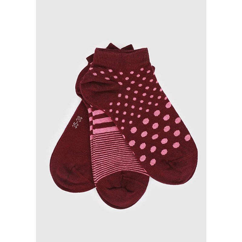 Kırmızı Miovela MVB43 Kırmızı 3' lü Patik Kadın Çorabı