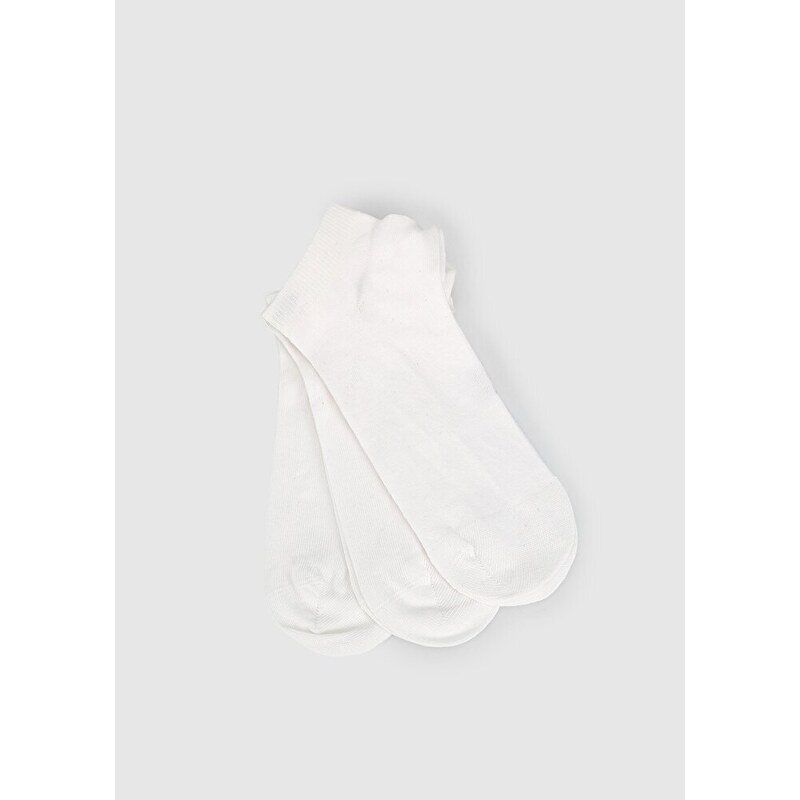 Beyaz Miovela MVB05 3'lü Beyaz Patik Düz Kadın Çorabı