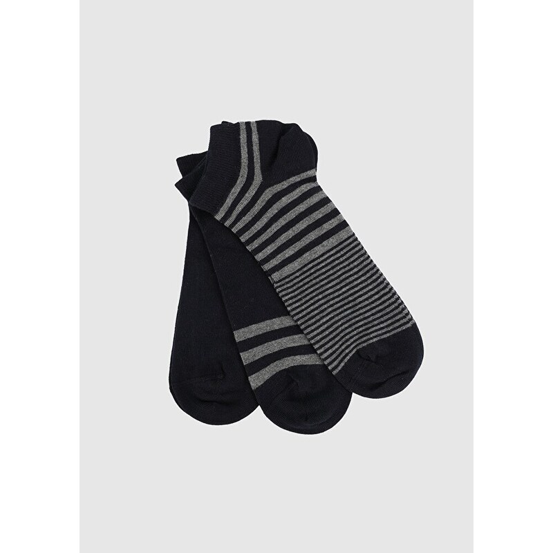 Siyah Miovela MVE44 3'lü Laci Pati Çizgili Erkek Çorabı