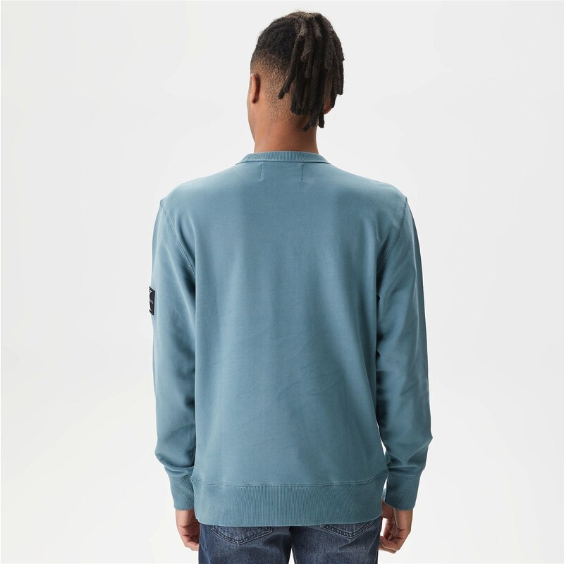 Calvin Klein Jeans Monologo Badge Erkek Mavi Sweatshirt