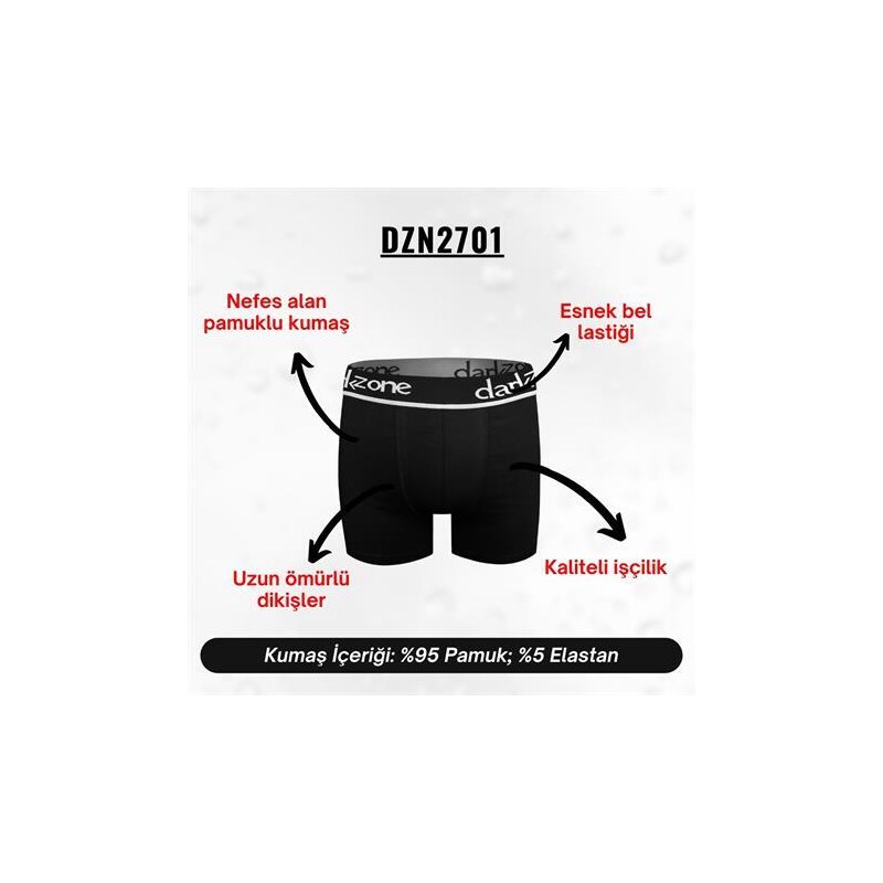 Darkzone Erkek Boxer Siyah Pamuklu - DZN2701