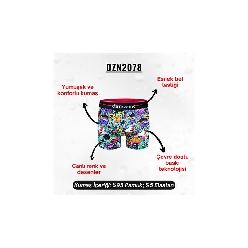 Darkzone Emoji Desenli Boxer (Dijital Baskılı) - DZN2078