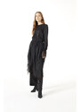 Mizalle Dantel Kuşaklı Tunik Elbise (Siyah)