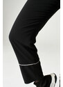 Mizalle Çizgi Paçalı Pantolon (Siyah)
