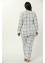 Akbeniz Büyük Beden Kadın Yazı Desenli Polar Pijama Takımı 8045