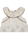 Bebemania Yaz Kız Bebek Otantik Poplin Fırfırlı Yaka Tek Elbise - Bej