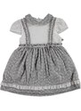 Mymio Yaz Kız Bebek Çiçekli İnterlok Kısa Kol Bebe Yaka Tek Elbise - Gri