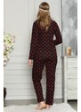 Akbeniz Kadın %100 Pamuk Önden Düğmeli Uzun Kol Pijama Takım 2722