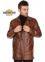 Derimont's Hakiki Deri Kahverengi Kevin Düğmeli Erkek Deri Ceket
