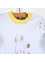 Bambaki Çiçekli Tavşan Pijama Takımı - Sarı