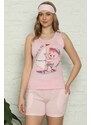 Akbeniz Kadın %100 Pamuk Penye Kalın Askılı Şortlu Pijama Takım 4328