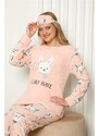Akbeniz Welsoft Polar Kadın Manşetli Pijama Takımı 8417